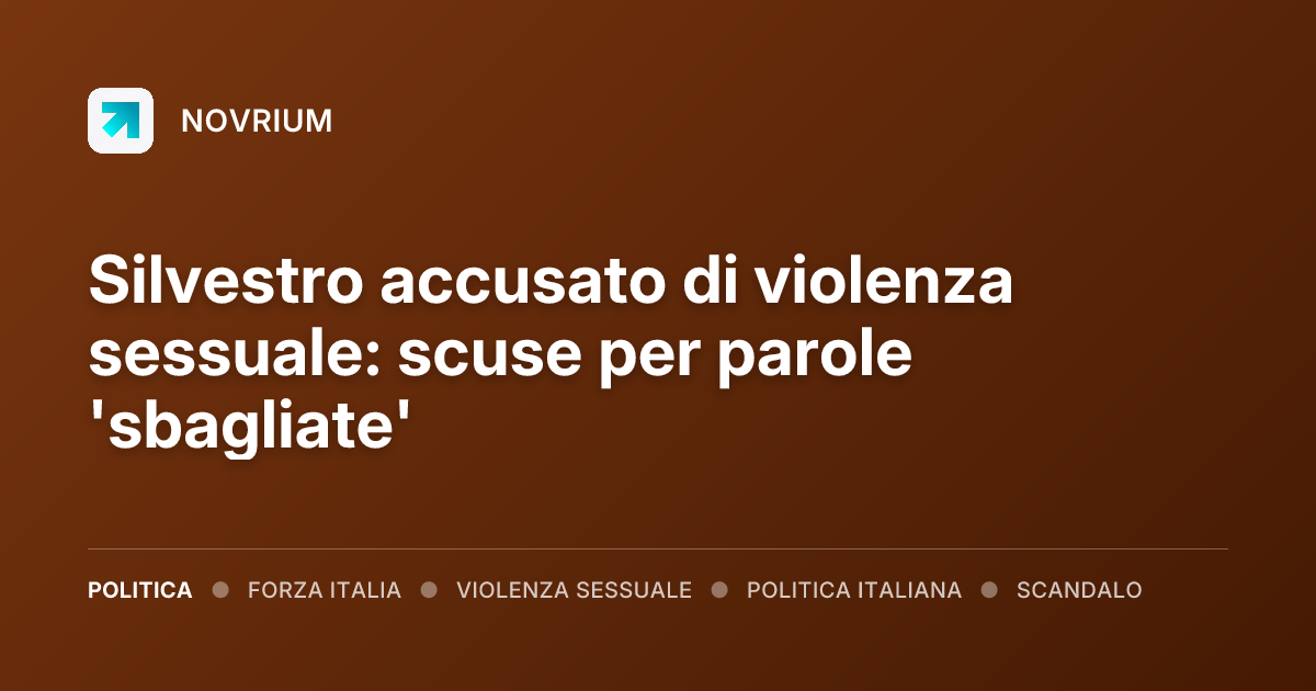 Silvestro accusato di violenza sessuale: scuse per parole 'sbagliate'