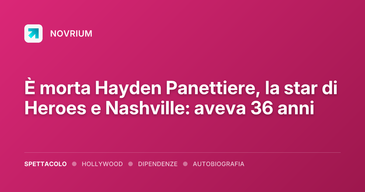 È morta Hayden Panettiere, la star di Heroes e Nashville: aveva 36 anni