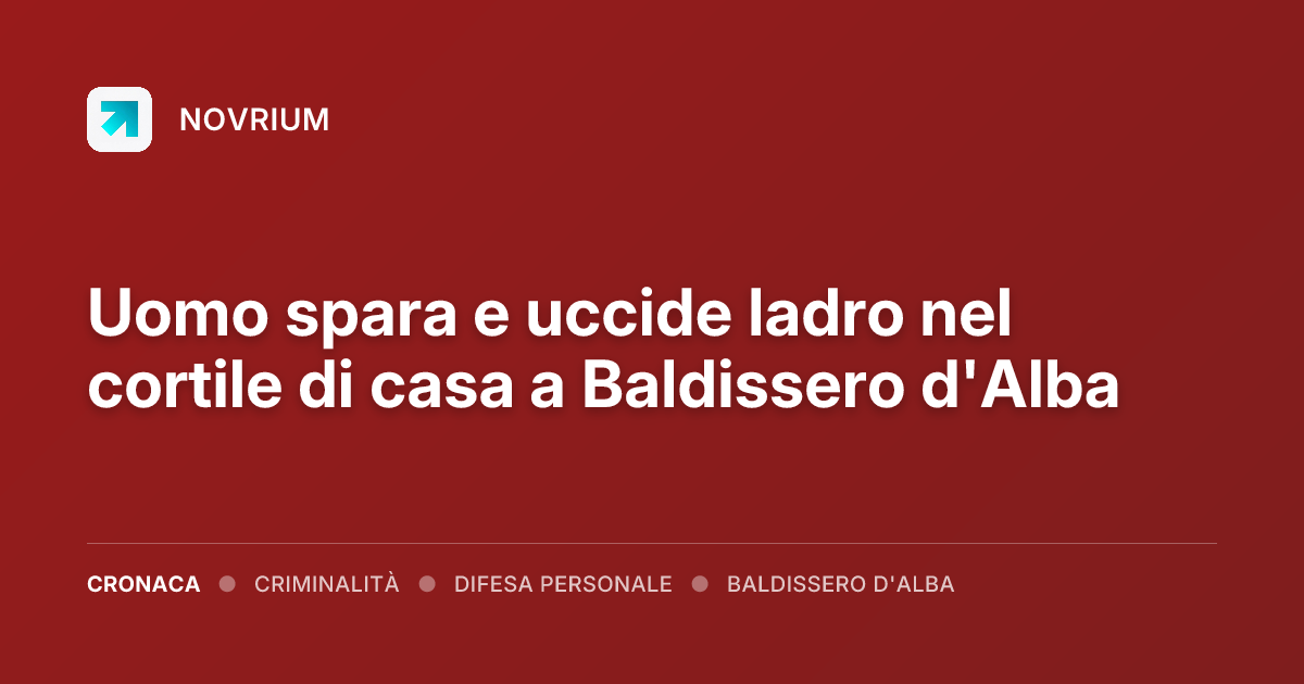 Uomo spara e uccide ladro nel cortile di casa a Baldissero d'Alba