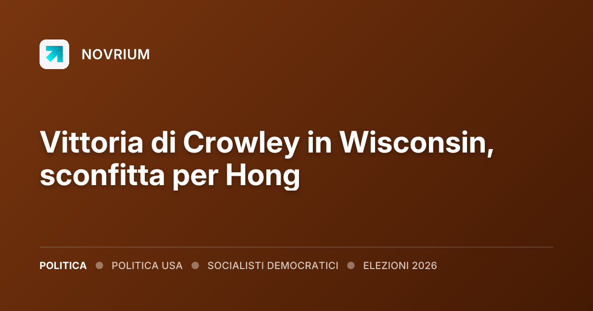 Vittoria di Crowley in Wisconsin, sconfitta per Hong