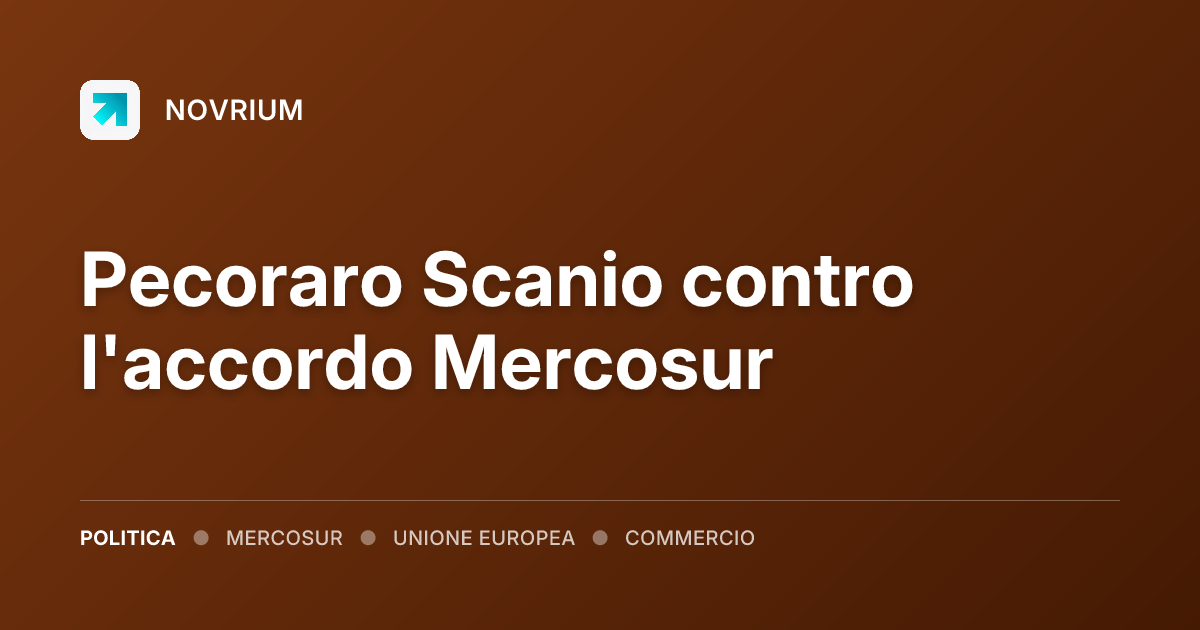 Pecoraro Scanio contro l'accordo Mercosur
