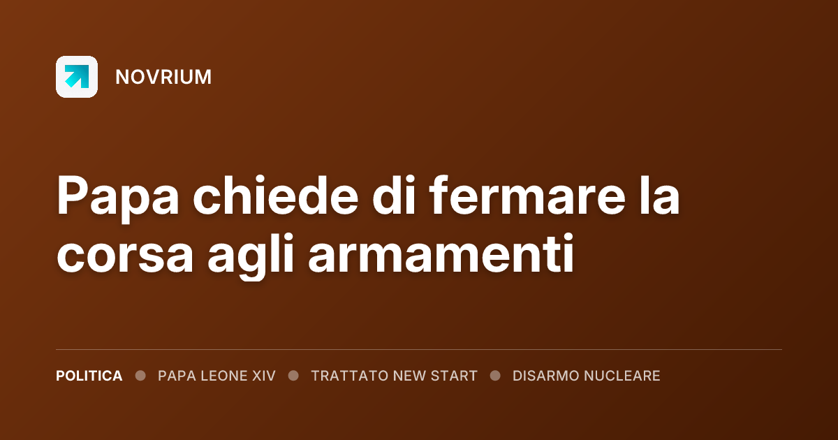 Papa chiede di fermare la corsa agli armamenti