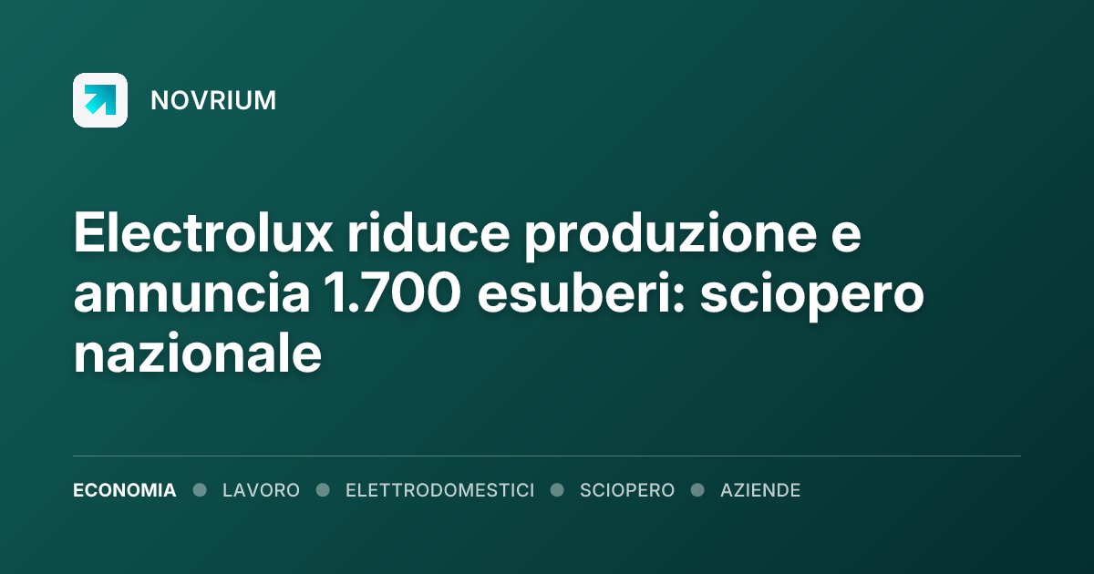 Electrolux riduce produzione e annuncia 1.700 esuberi: sciopero nazionale