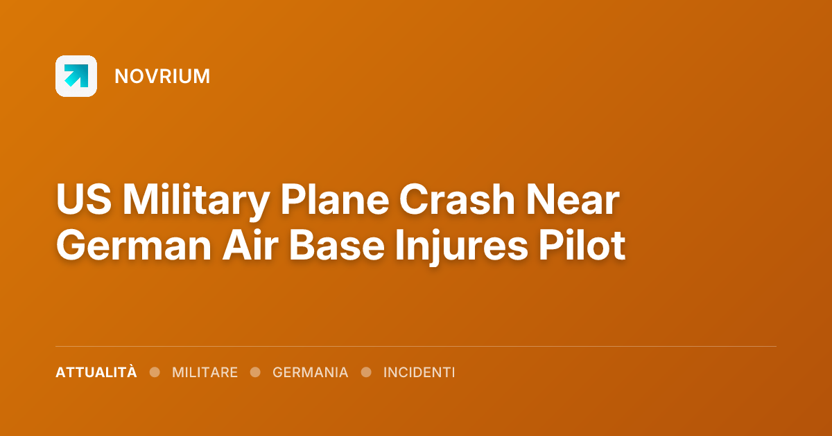 US Military Plane Crash Near German Air Base Injures Pilot