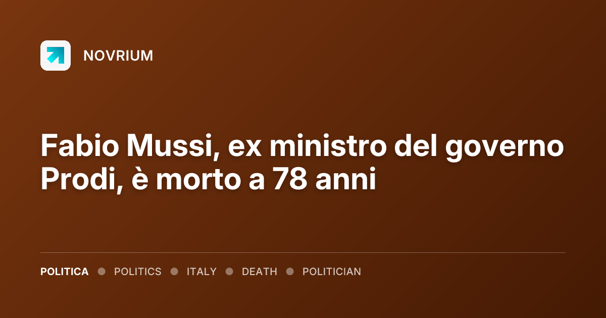 Fabio Mussi, ex ministro del governo Prodi, è morto a 78 anni