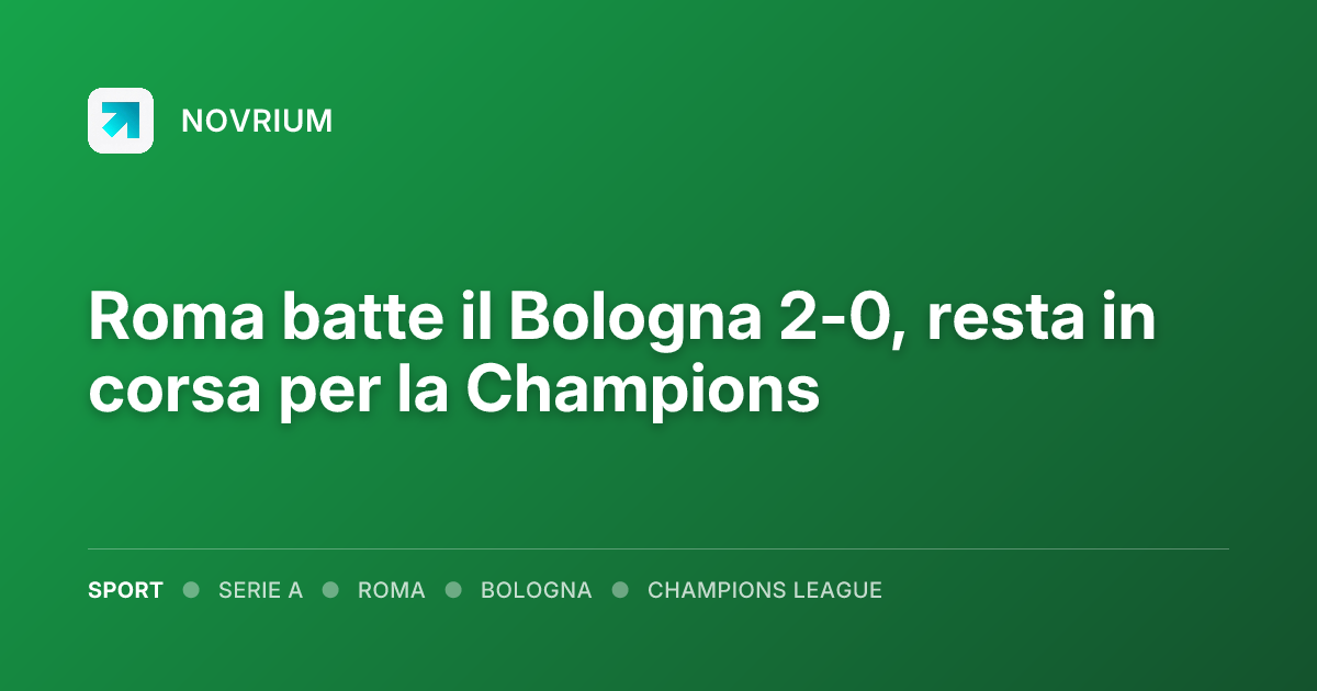 Roma batte il Bologna 2-0, resta in corsa per la Champions