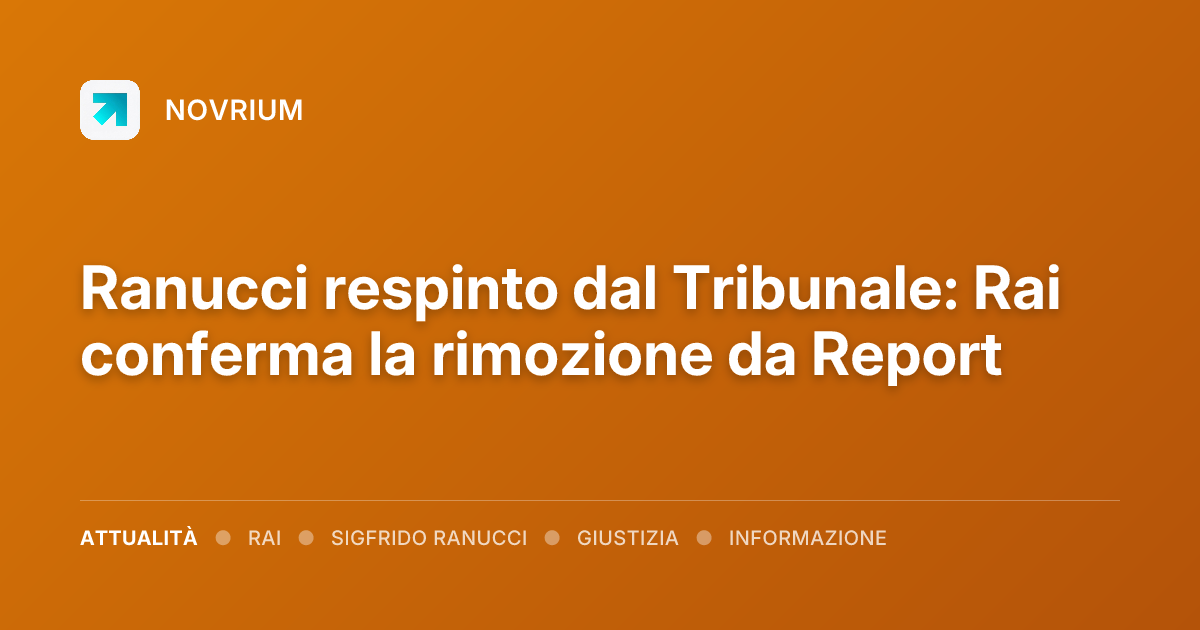 Ranucci respinto dal Tribunale: Rai conferma la rimozione da Report