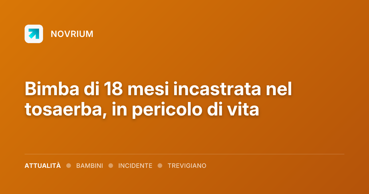 Bimba di 18 mesi incastrata nel tosaerba, in pericolo di vita