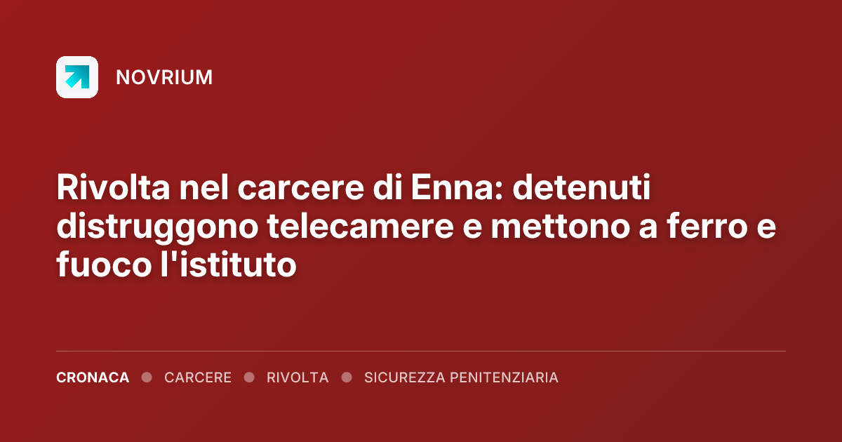 Rivolta nel carcere di Enna: detenuti distruggono telecamere e mettono a ferro e fuoco l'istituto