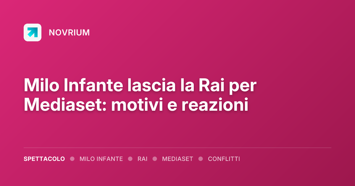 Milo Infante lascia la Rai per Mediaset: motivi e reazioni