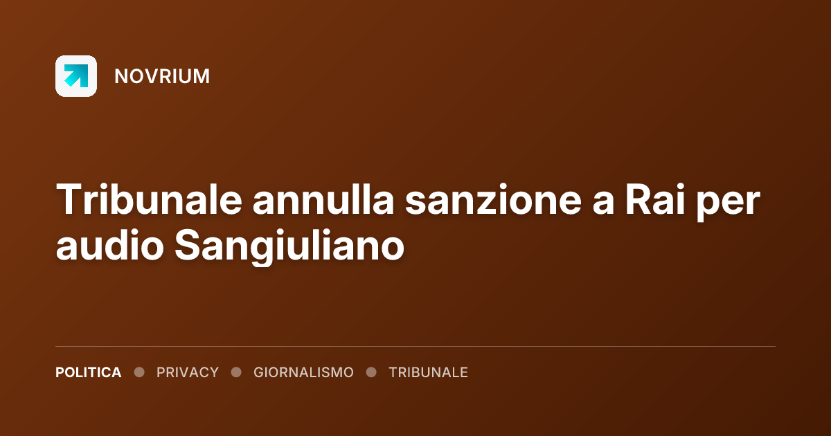 Tribunale annulla sanzione a Rai per audio Sangiuliano