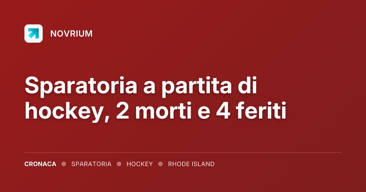 Sparatoria a partita di hockey, 2 morti e 4 feriti