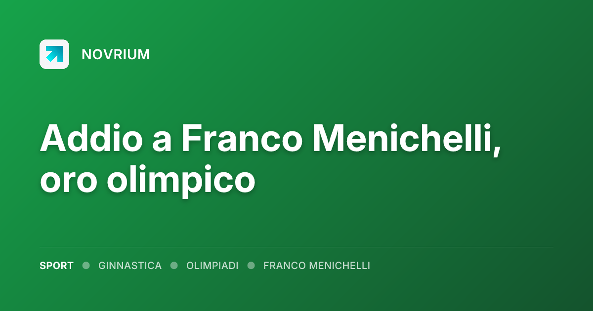 Addio a Franco Menichelli, oro olimpico