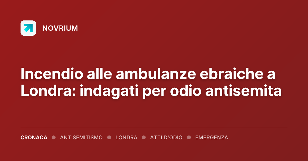 Incendio alle ambulanze ebraiche a Londra: indagati per odio antisemita