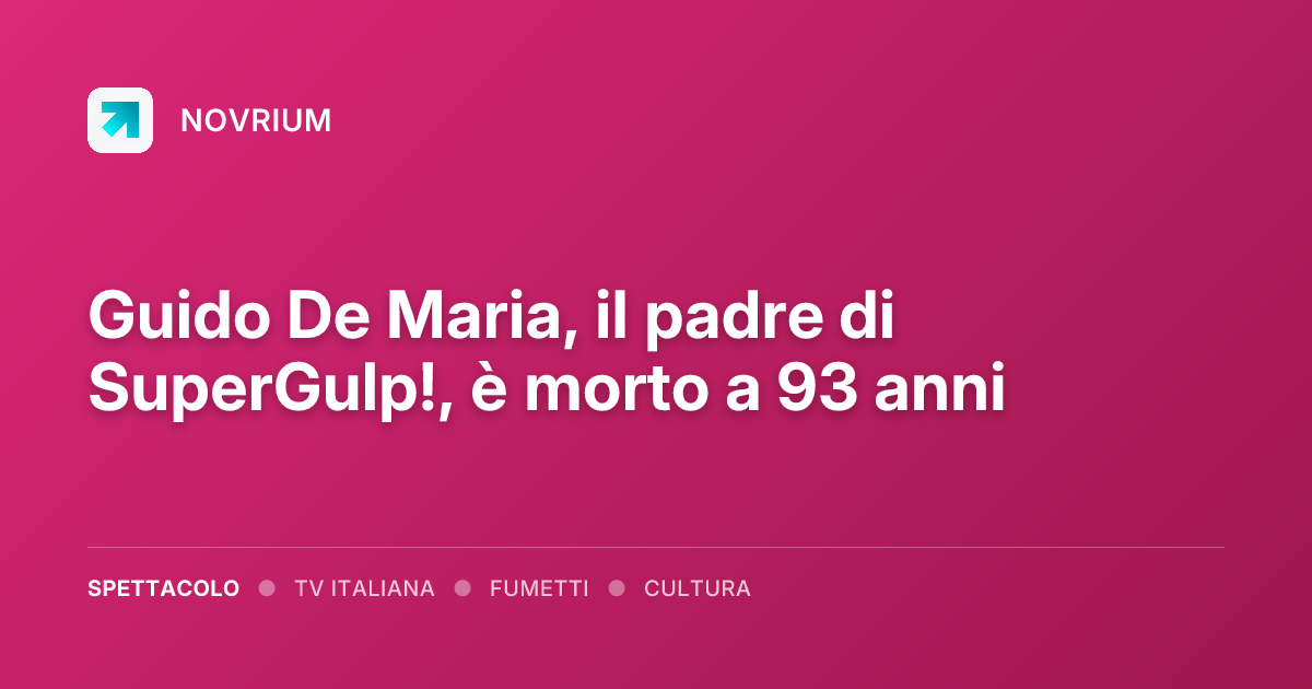 Guido De Maria, il padre di SuperGulp!, è morto a 93 anni