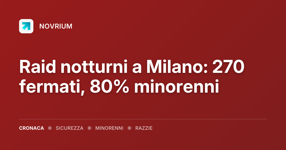 Raid notturni a Milano: 270 fermati, 80% minorenni