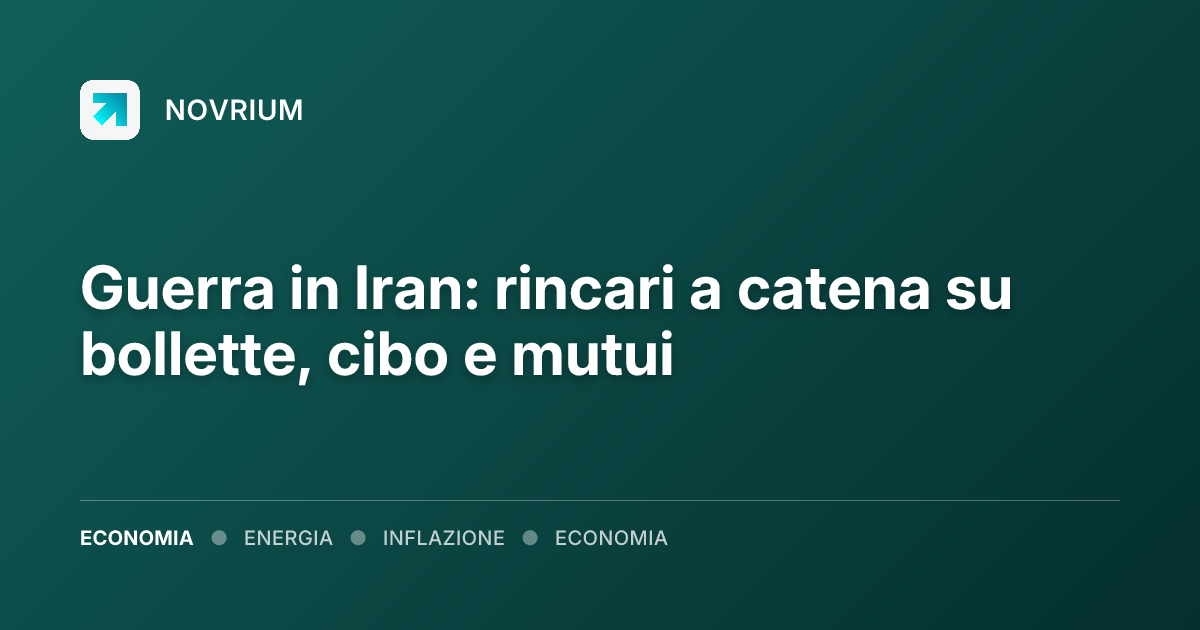 Guerra in Iran: rincari a catena su bollette, cibo e mutui