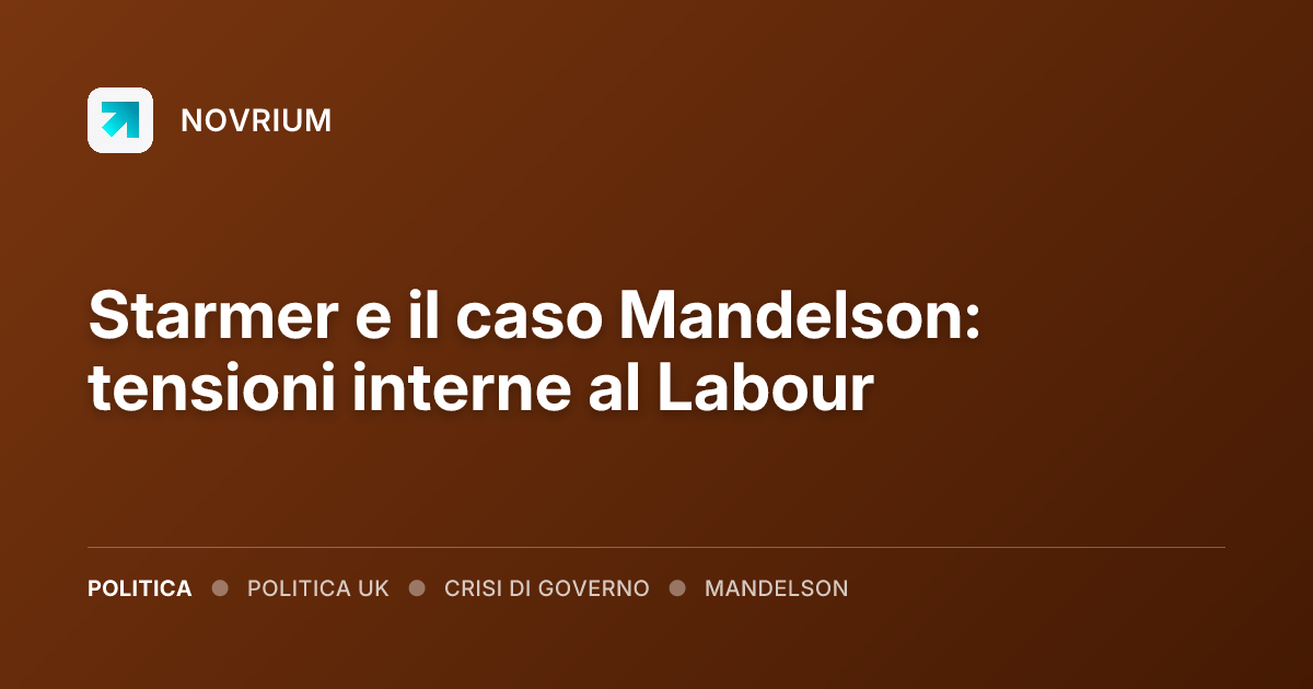 Starmer e il caso Mandelson: tensioni interne al Labour