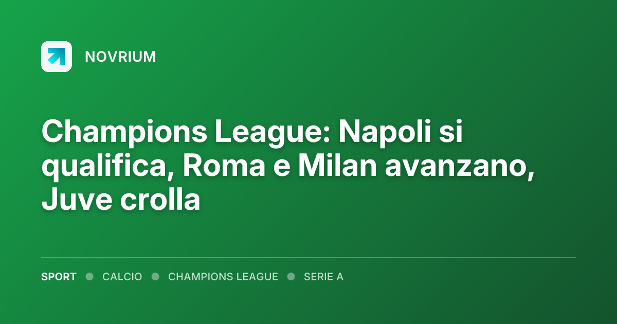 Champions League: Napoli si qualifica, Roma e Milan avanzano, Juve crolla