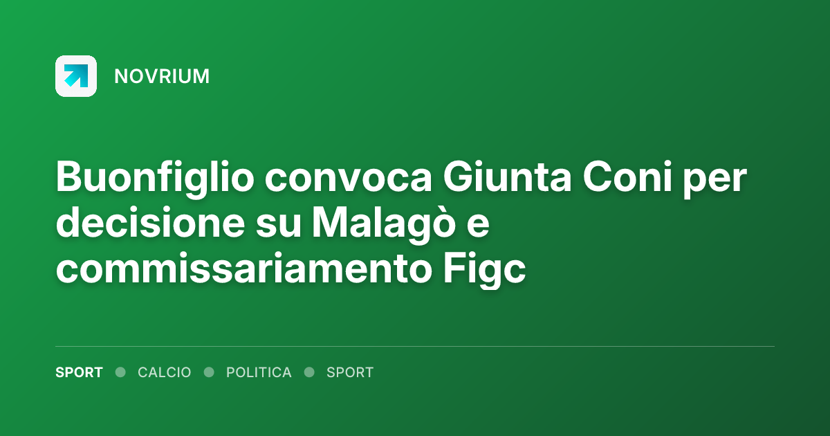Buonfiglio convoca Giunta Coni per decisione su Malagò e commissariamento Figc
