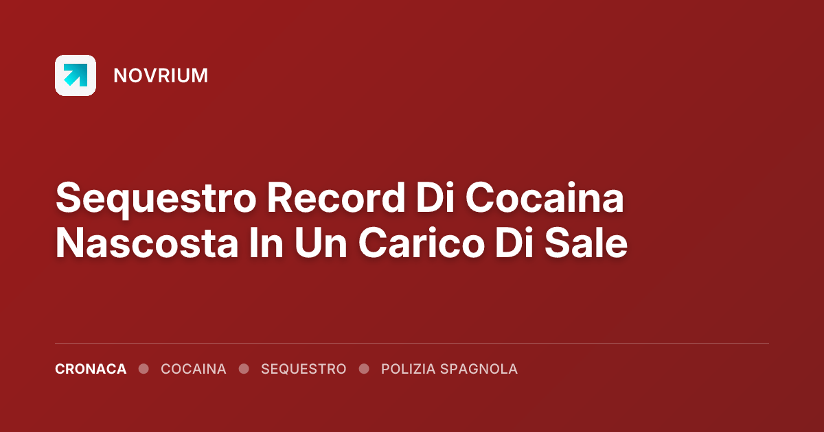 Sequestro Record Di Cocaina Nascosta In Un Carico Di Sale