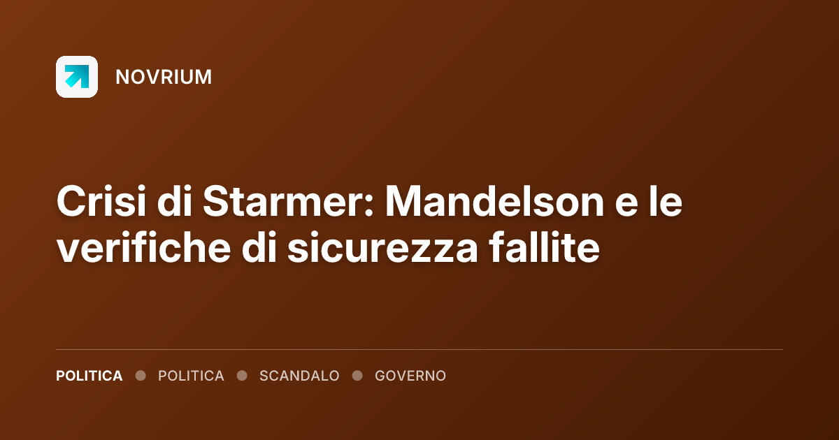 Crisi di Starmer: Mandelson e le verifiche di sicurezza fallite