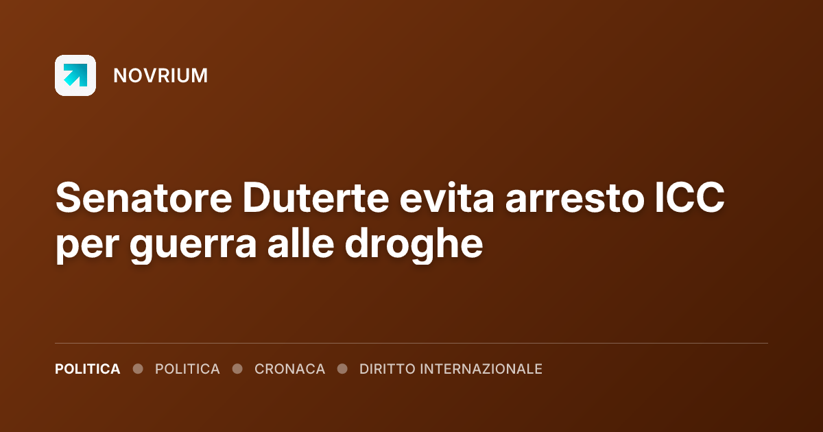 Senatore Duterte evita arresto ICC per guerra alle droghe