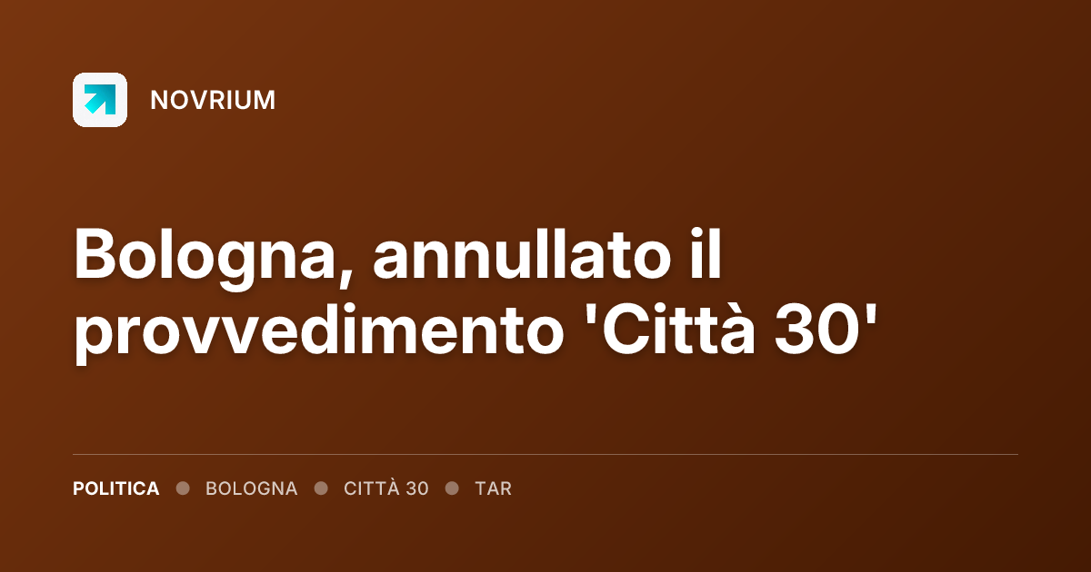 Bologna, annullato il provvedimento 'Città 30'