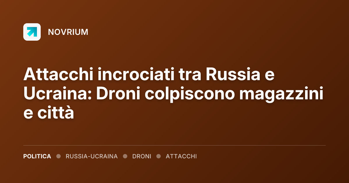 Attacchi incrociati tra Russia e Ucraina: Droni colpiscono magazzini e città