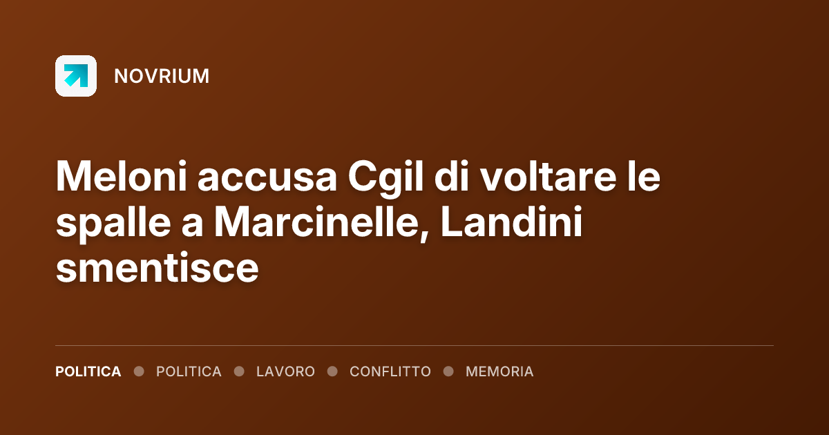 Meloni accusa Cgil di voltare le spalle a Marcinelle, Landini smentisce