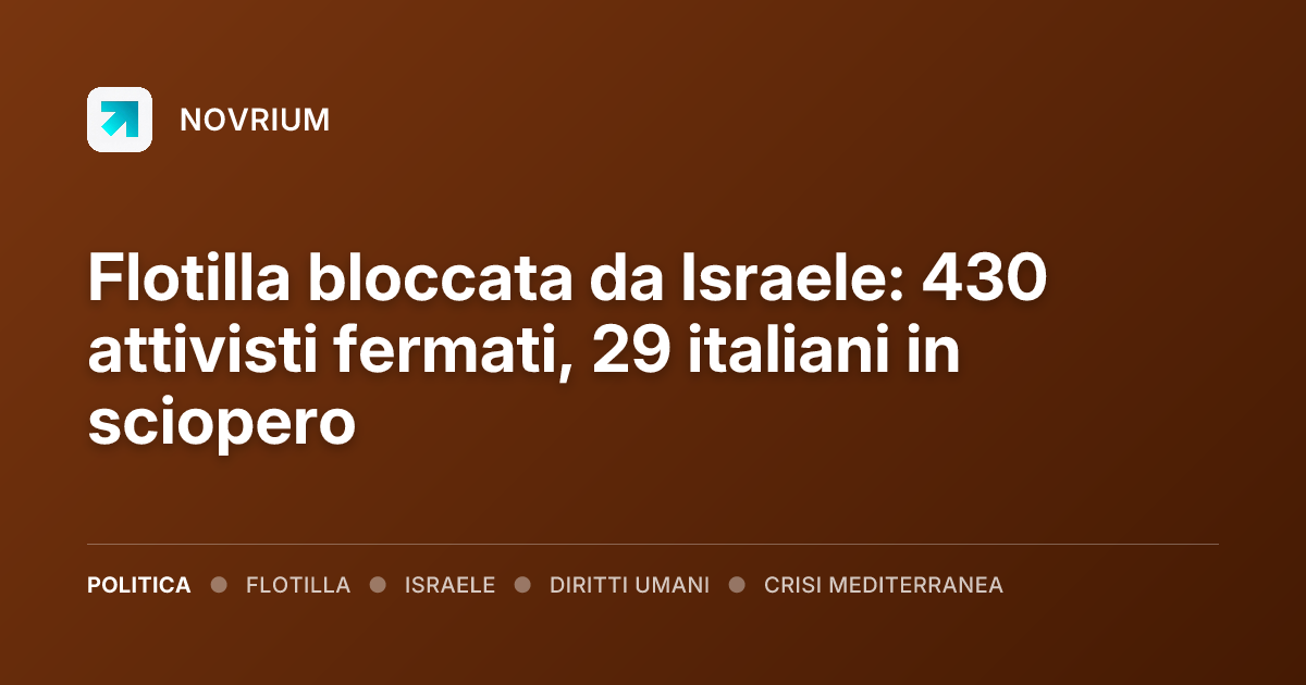 Flotilla bloccata da Israele: 430 attivisti fermati, 29 italiani in sciopero