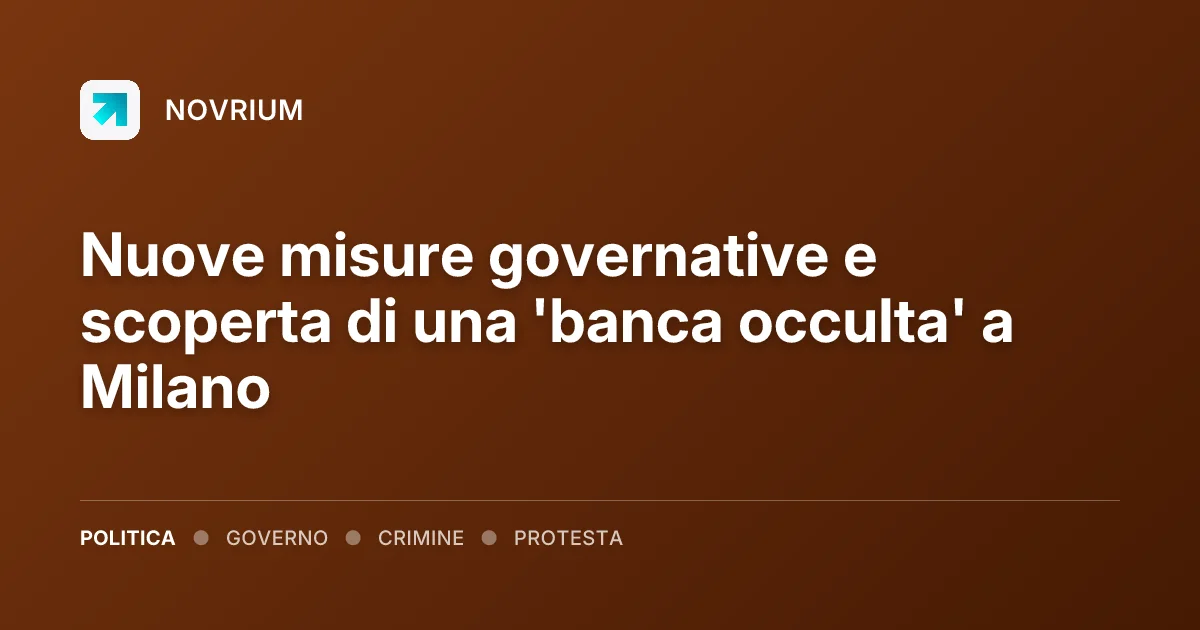 Nuove misure governative e scoperta di una 'banca occulta' a Milano