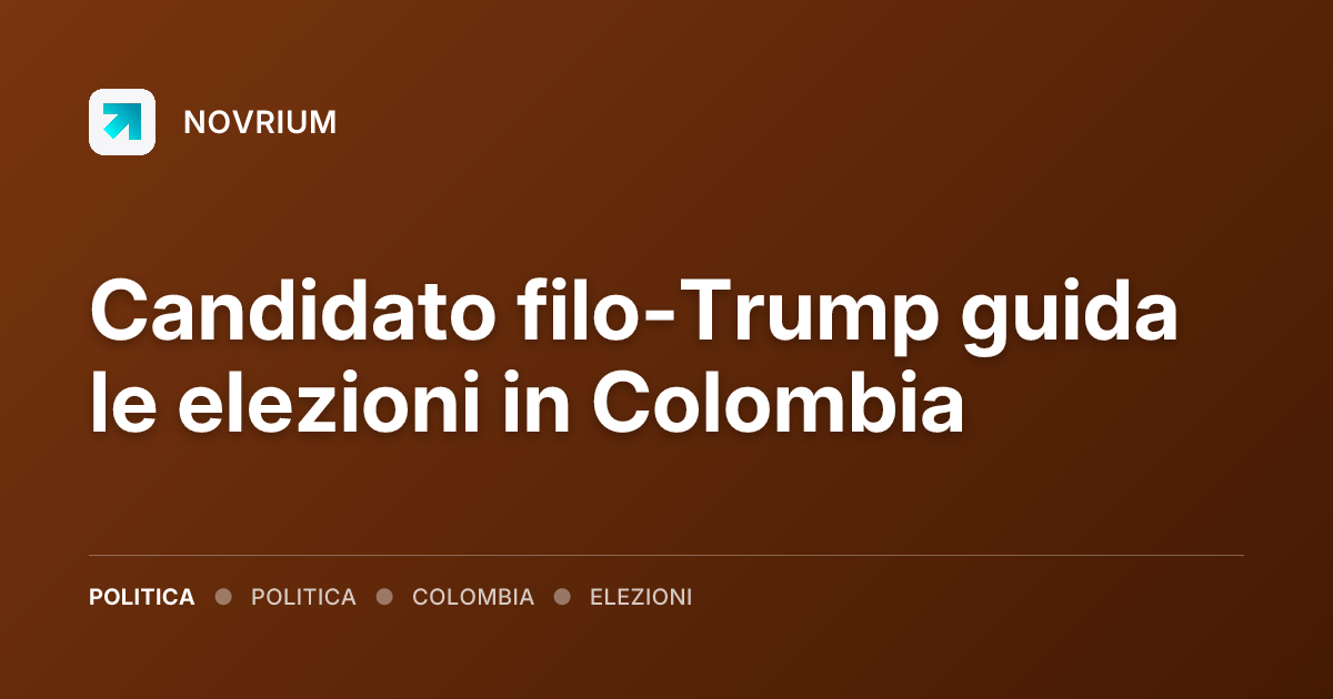 Candidato filo-Trump guida le elezioni in Colombia
