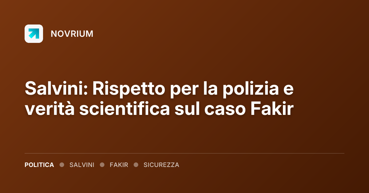 Salvini: Rispetto per la polizia e verità scientifica sul caso Fakir