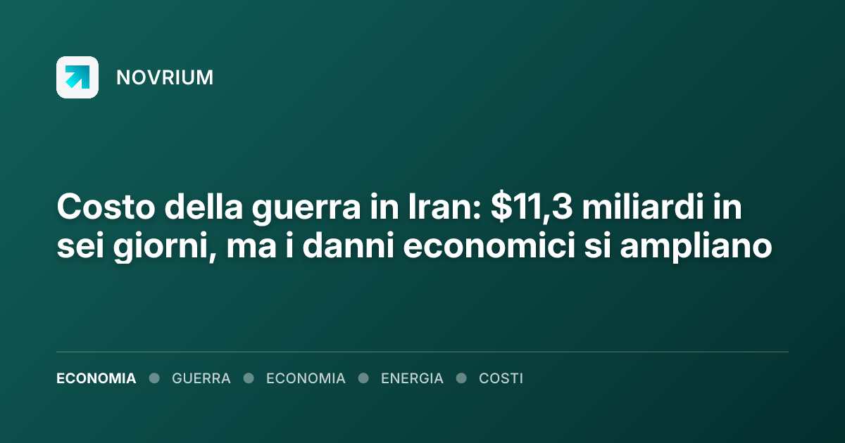 Costo della guerra in Iran: $11,3 miliardi in sei giorni, ma i danni economici si ampliano