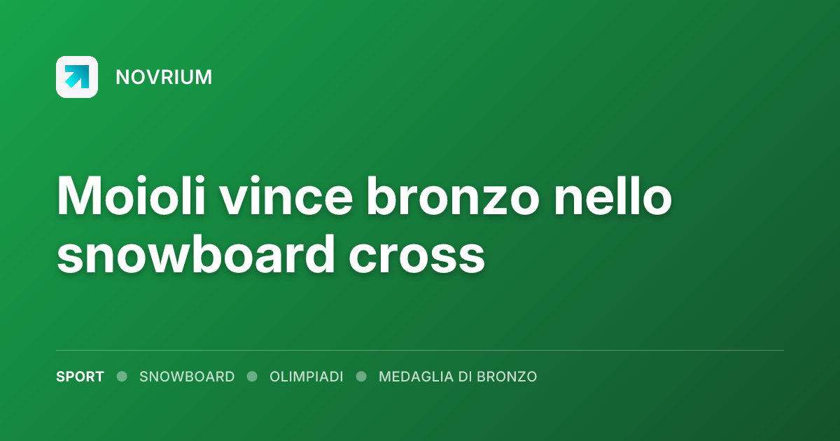 Moioli vince bronzo nello snowboard cross