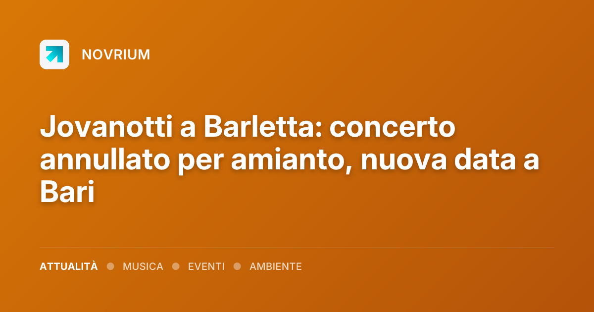 Jovanotti a Barletta: concerto annullato per amianto, nuova data a Bari