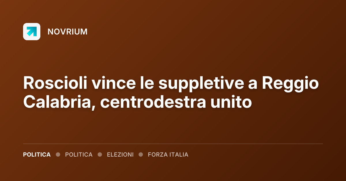 Roscioli vince le suppletive a Reggio Calabria, centrodestra unito