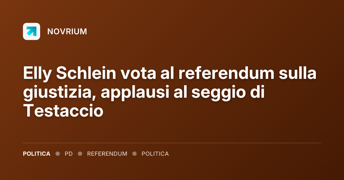 Elly Schlein vota al referendum sulla giustizia, applausi al seggio di Testaccio