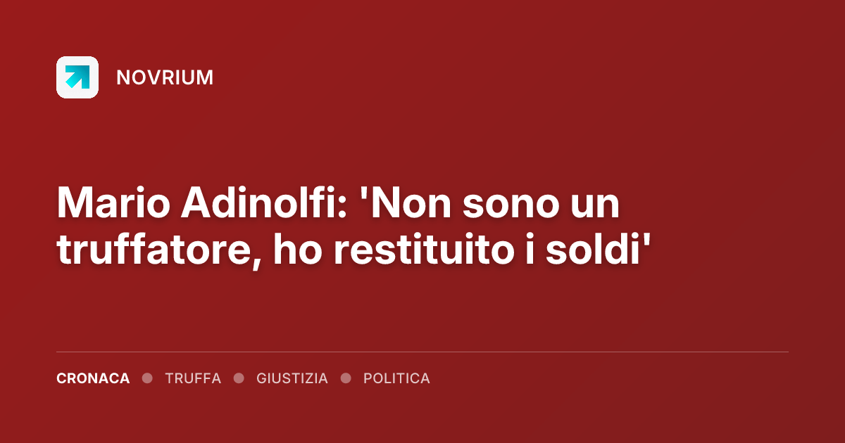 Mario Adinolfi: 'Non sono un truffatore, ho restituito i soldi'