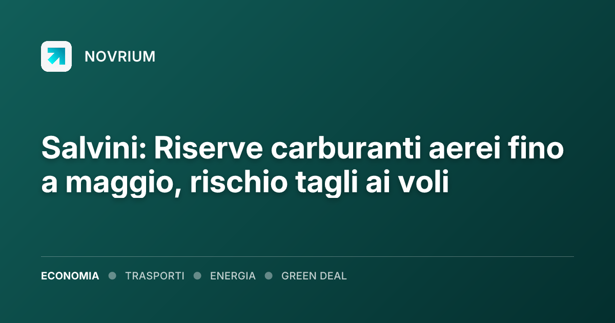 Salvini: Riserve carburanti aerei fino a maggio, rischio tagli ai voli
