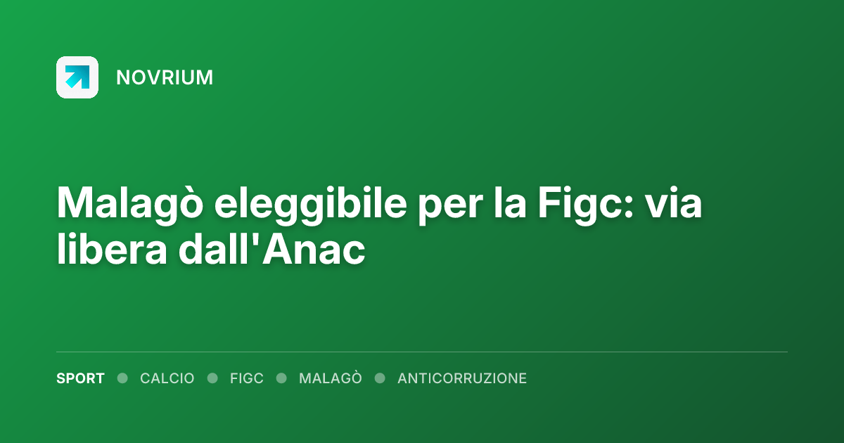 Malagò eleggibile per la Figc: via libera dall'Anac