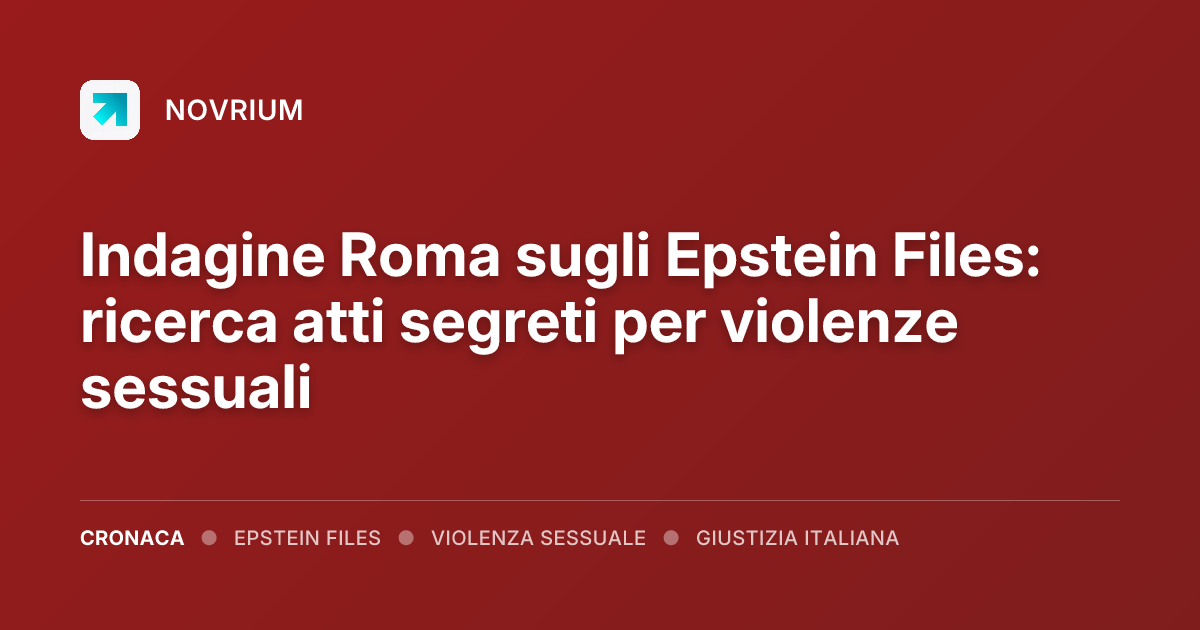 Indagine Roma sugli Epstein Files: ricerca atti segreti per violenze sessuali
