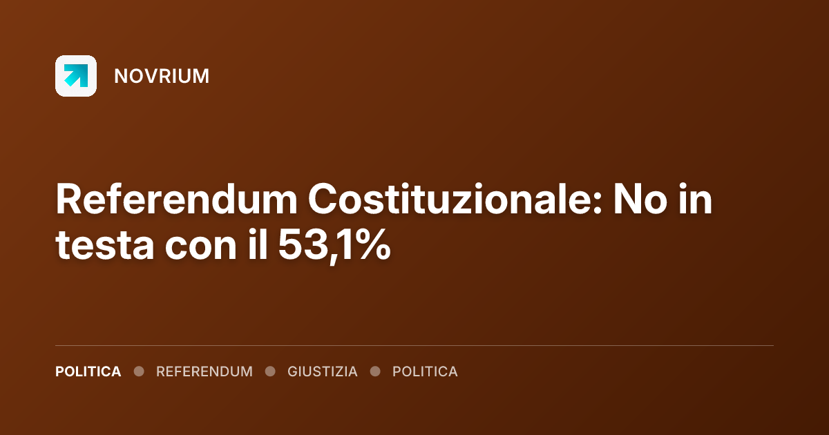 Referendum Costituzionale: No in testa con il 53,1%