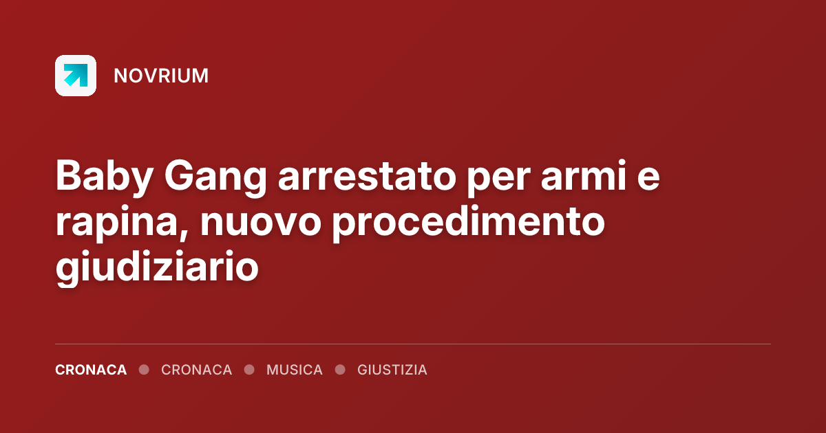 Baby Gang arrestato per armi e rapina, nuovo procedimento giudiziario