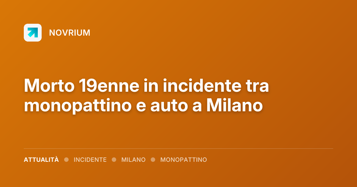 Morto 19enne in incidente tra monopattino e auto a Milano