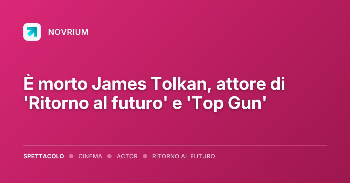 È morto James Tolkan, attore di 'Ritorno al futuro' e 'Top Gun'