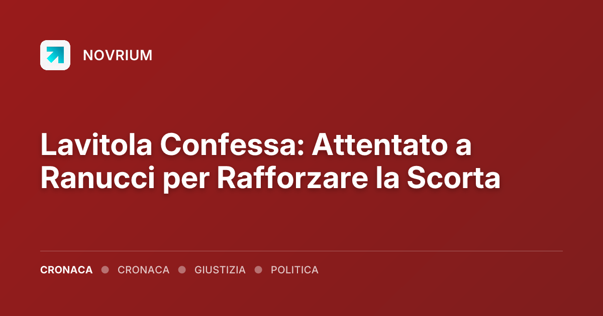 Lavitola Confessa: Attentato a Ranucci per Rafforzare la Scorta