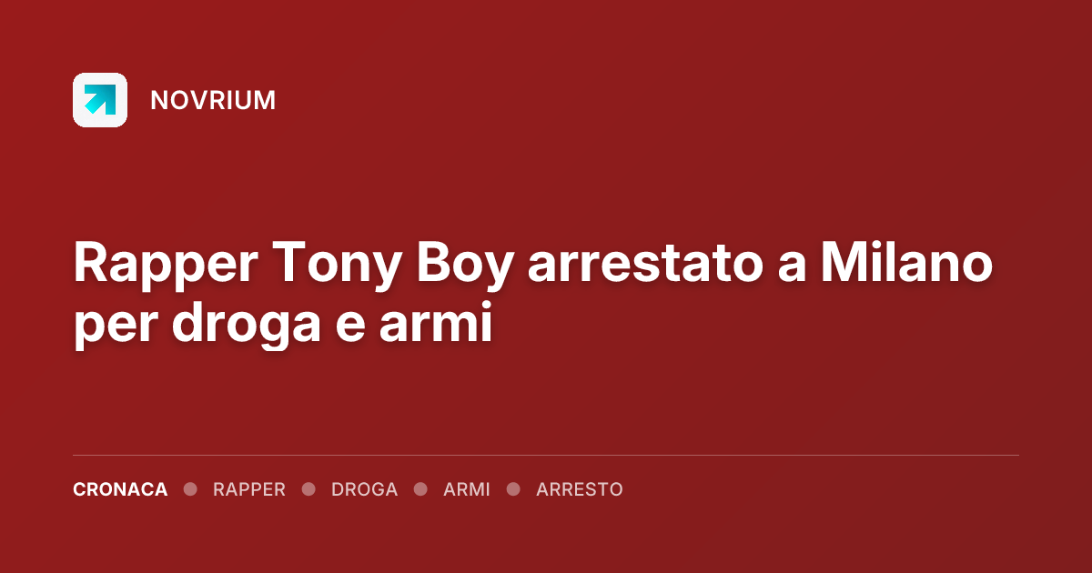 Rapper Tony Boy arrestato a Milano per droga e armi