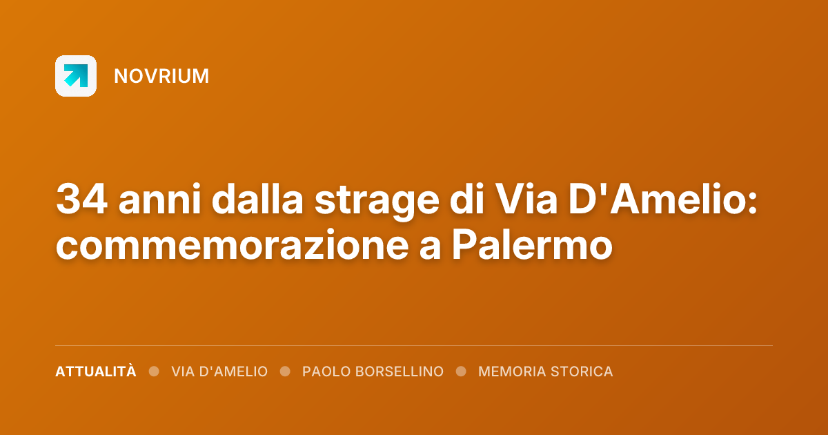 34 anni dalla strage di Via D'Amelio: commemorazione a Palermo